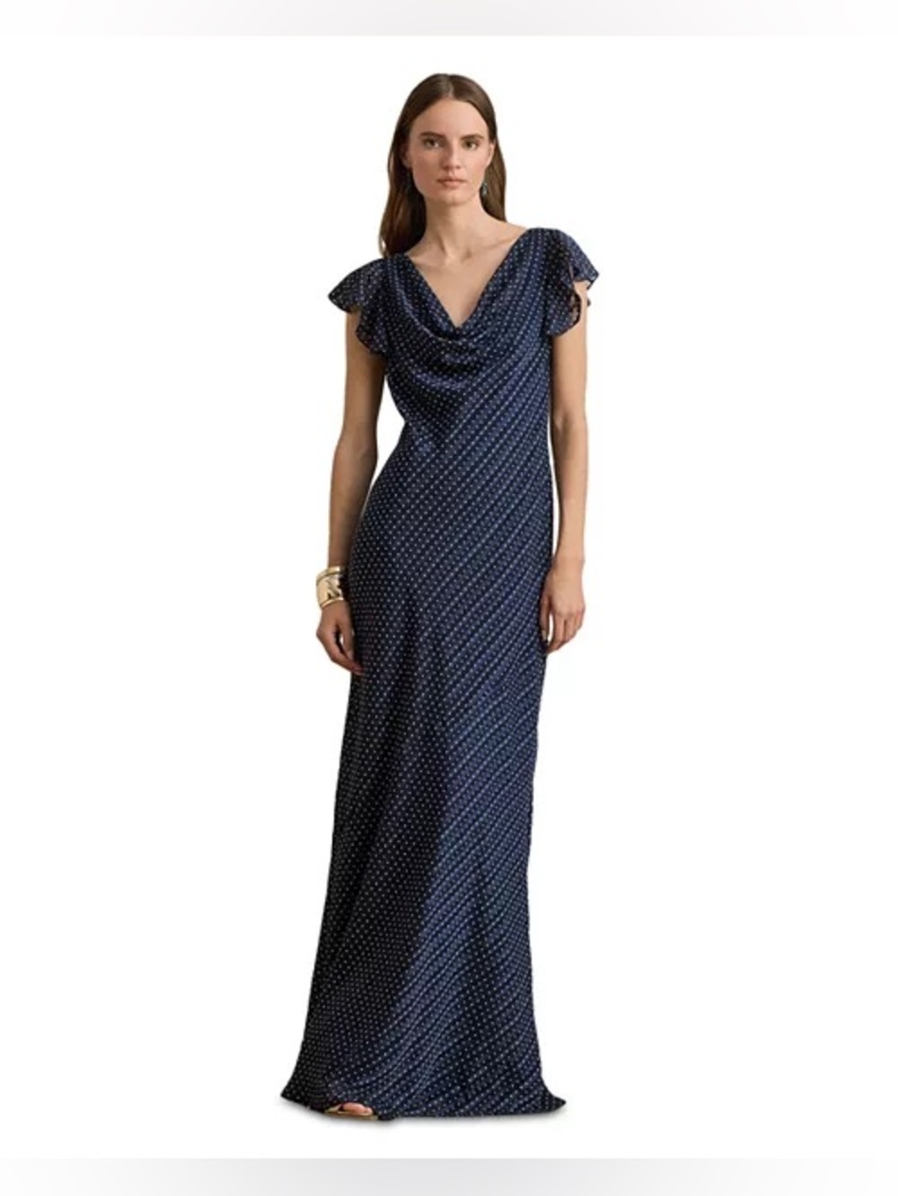 Lauren Ralph Lauren
Polka Dot Burn Out Satin Cowlneck Gown